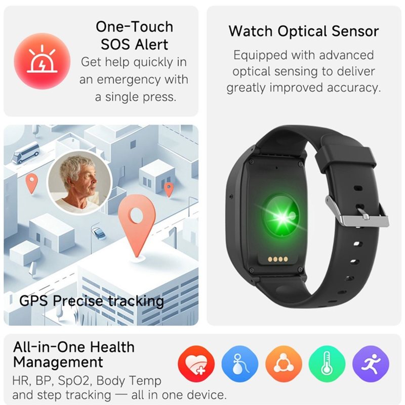 4G Elderly Alarm GPS Watch 4G  - Fall Detection Watch 评论和价格
